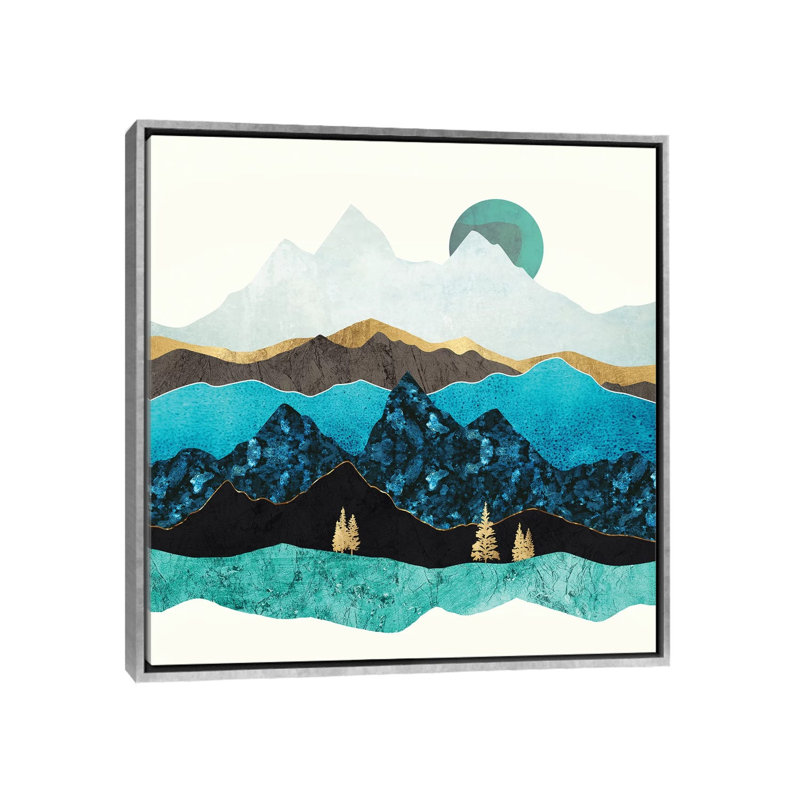 Sarcelle après-midi - impression d'art graphique, H 26 po x l 26 po x P 1,5 po, Toile avec cadre argenté, Aucun mat