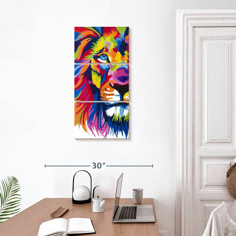 Portrait d'un demi-lion, H 32 po x l 15 po