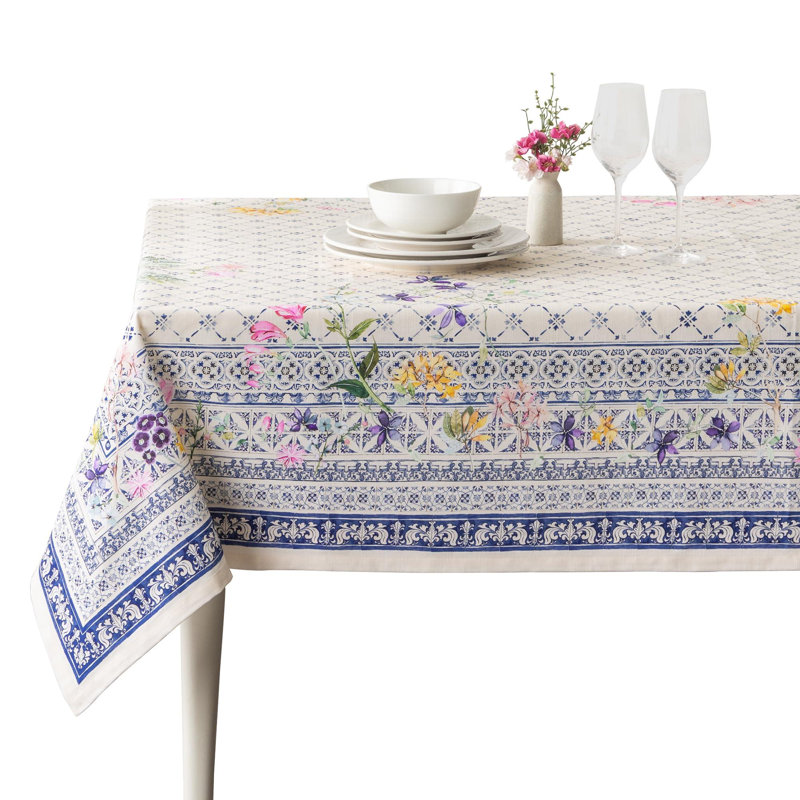 Nappe de table rectangulaire 100% coton 70 x 120 pouces Nappe décorative réutilisable (faïence)