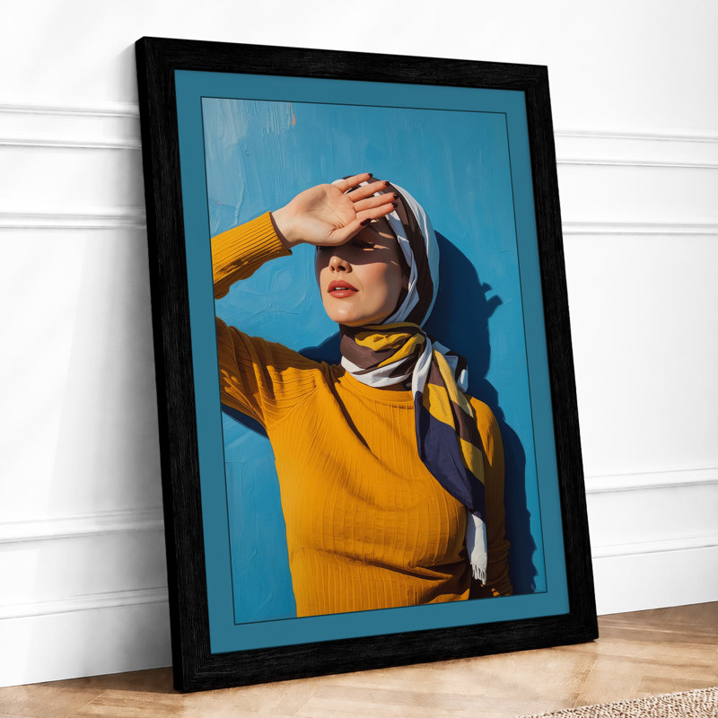 Yellow Sweater, Blue Sky Modern - Print, Black, A3 - 42.0 x 29.7 cm