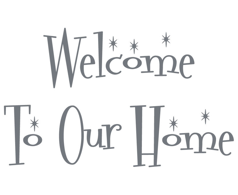 Décalcomanie murale "welcome to the home", Gris orage, H 14,5 po x l 24 po x P 0,01 po