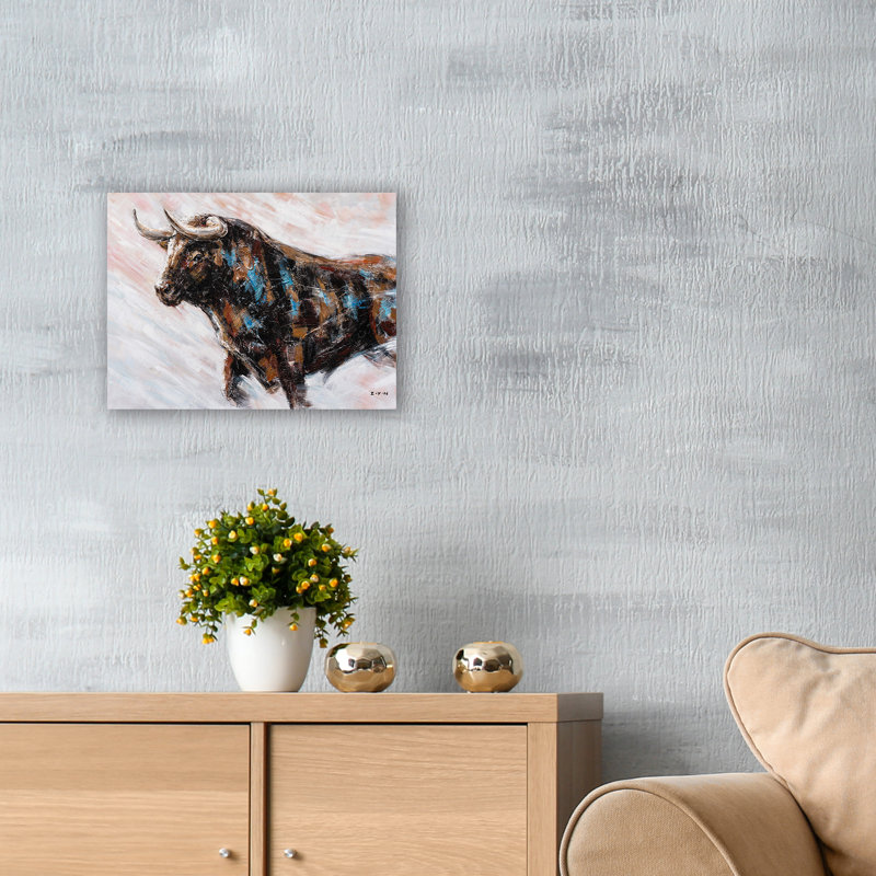 Ox Ox - peinture sur toile tendue, H 12 po x l 16 po x P 1,5 po