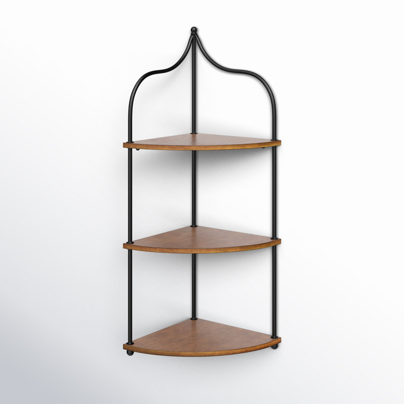 Solid Wood Novelty Corner Shelf , Brown/Black
