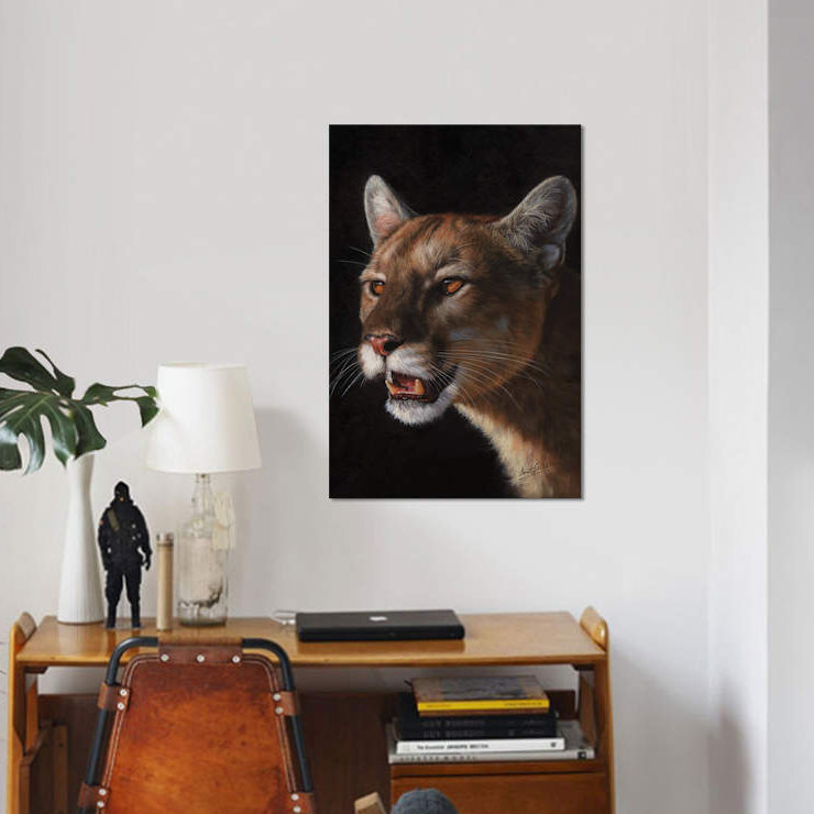 « cougar », impression sur toile, H 60 po x l 40po x P 1,5 po, Pas de tapis, Toile tendue