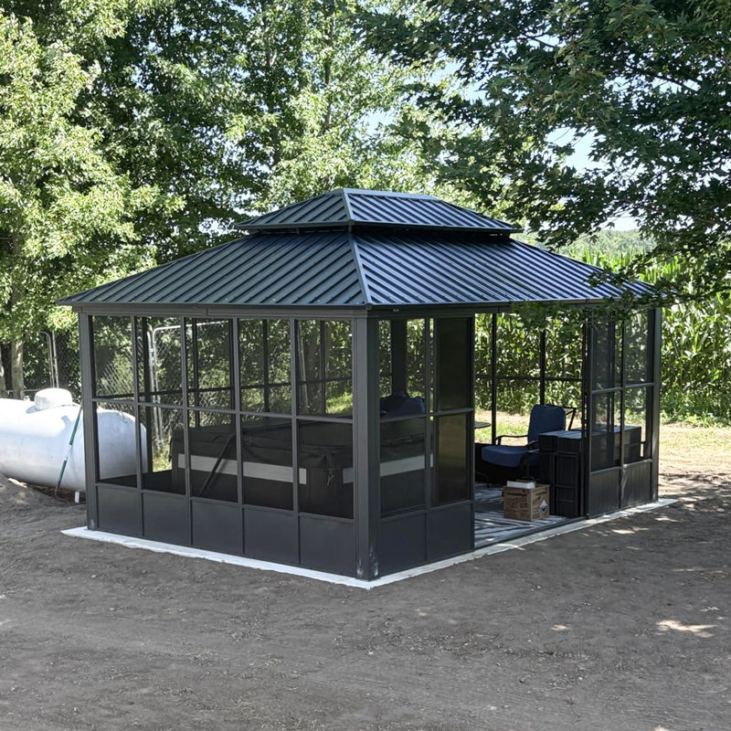 PURPLE LEAF 12' W x 14' D Sunroom Hardtop Gazebo Solarium