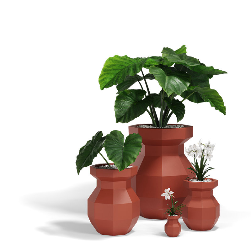 Origami - Yuri Planter, Clay, 47.25" H x 31.25" W x 31.25" D