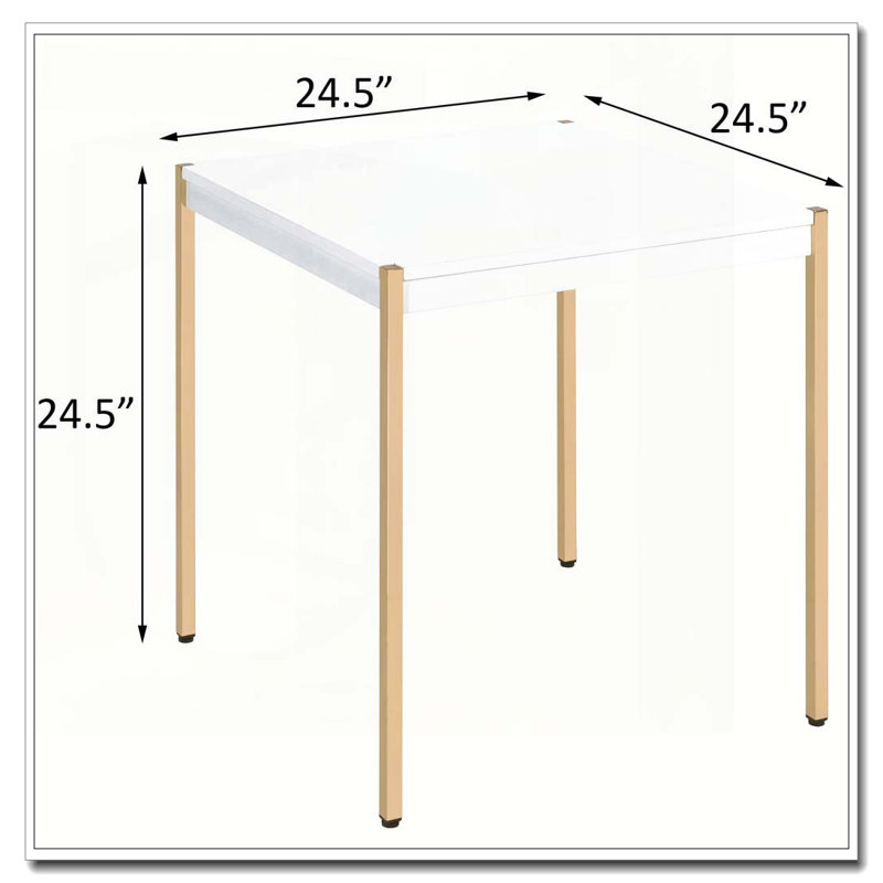 Table de bout carrée blanche et dorée