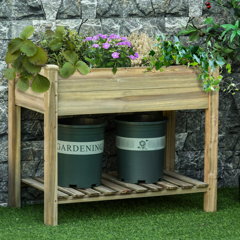 Jardinière surélevée de 36 po x 20 po et 30 po avec tablette pour créer une plante colorée