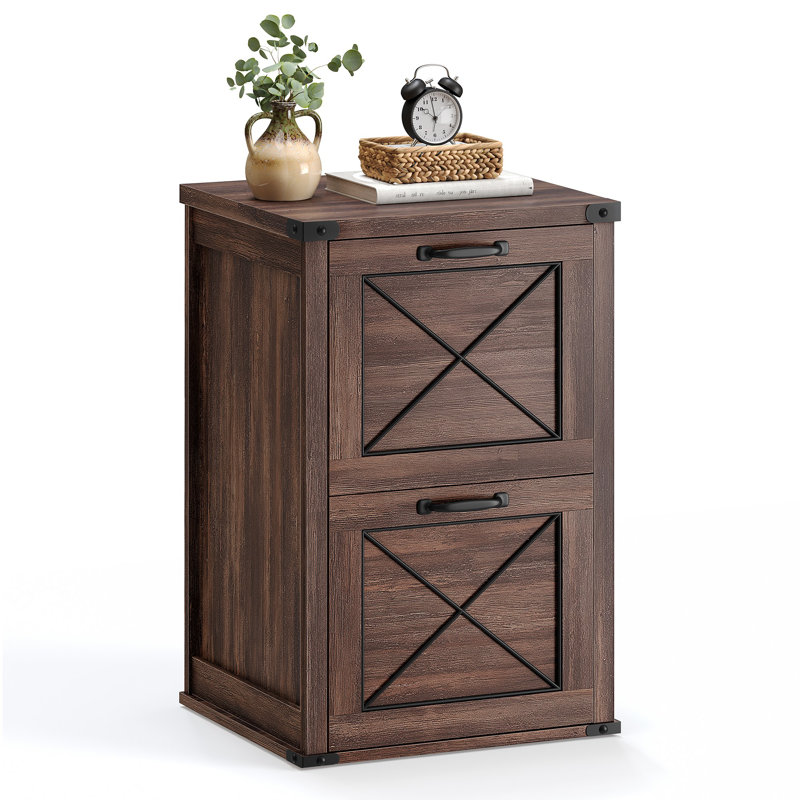 2-Drawer Filing Cabinet and Printer Stand, Maroon Brown