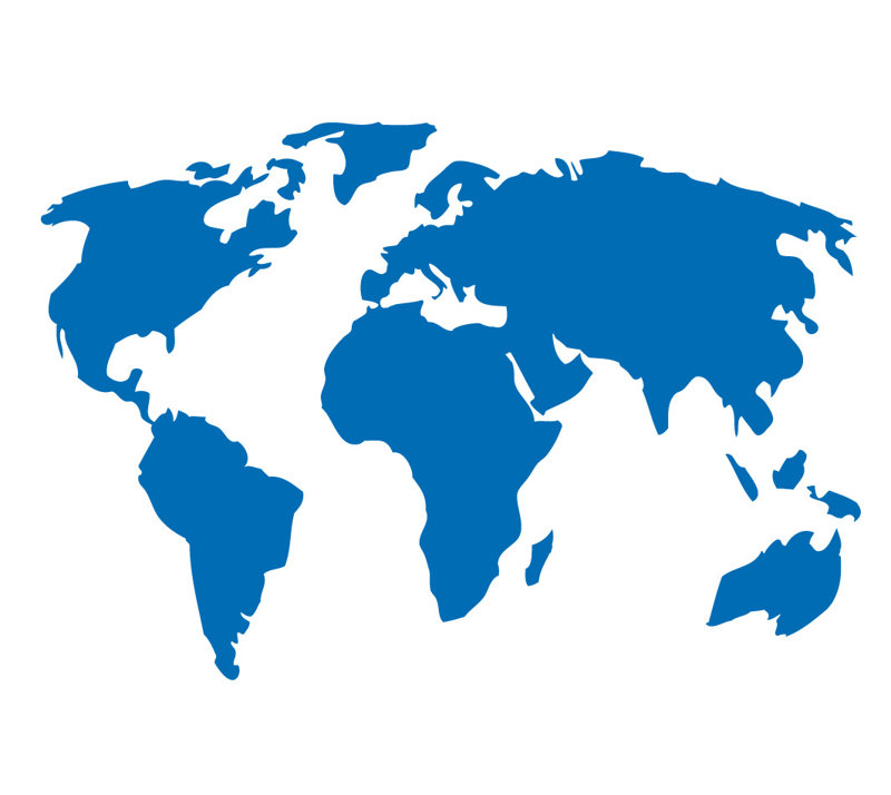 Décalcomanie murale carte du monde, H 22 po x l 32 po x P 0,01 po, Bleu azur