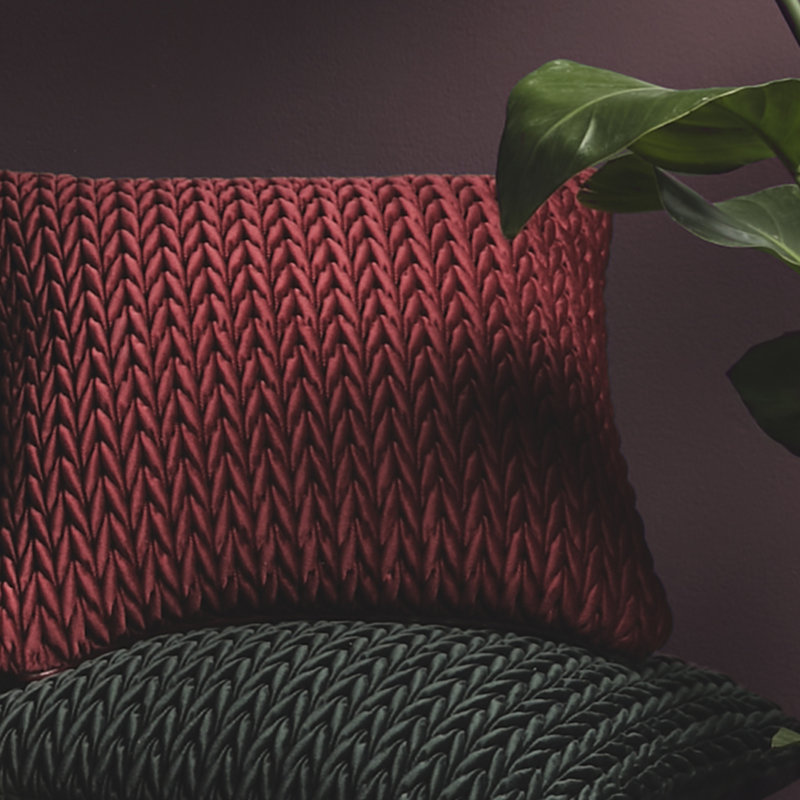 Amory Chevron Square Scatter Cushion Cushion Cover, Claret