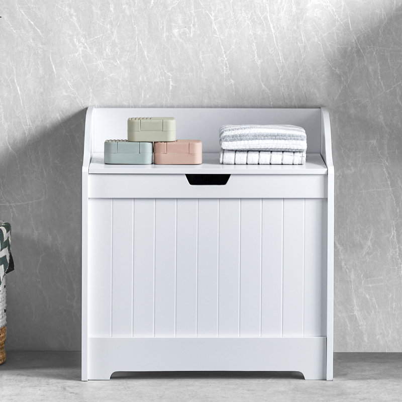 Milano Wood Cabinet Laundry Hamper, White
