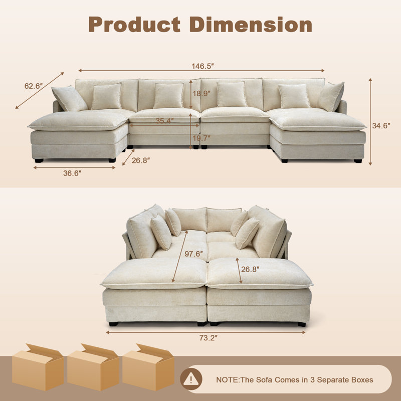 Canapé modulaire Modern, Velours beige