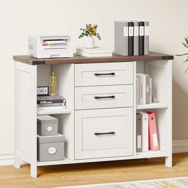 34.65 " Wide Storage Cabinet with, White