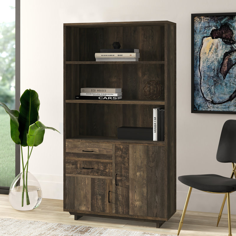 Bibliothèque de rangement avec tiroirs et armoire H 69,8 "x l 38,2" Dazani