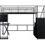 Lit mezzanine double en métal noir avec poste de travail intégré, garde-robe de rangement et escalier sécuritaire