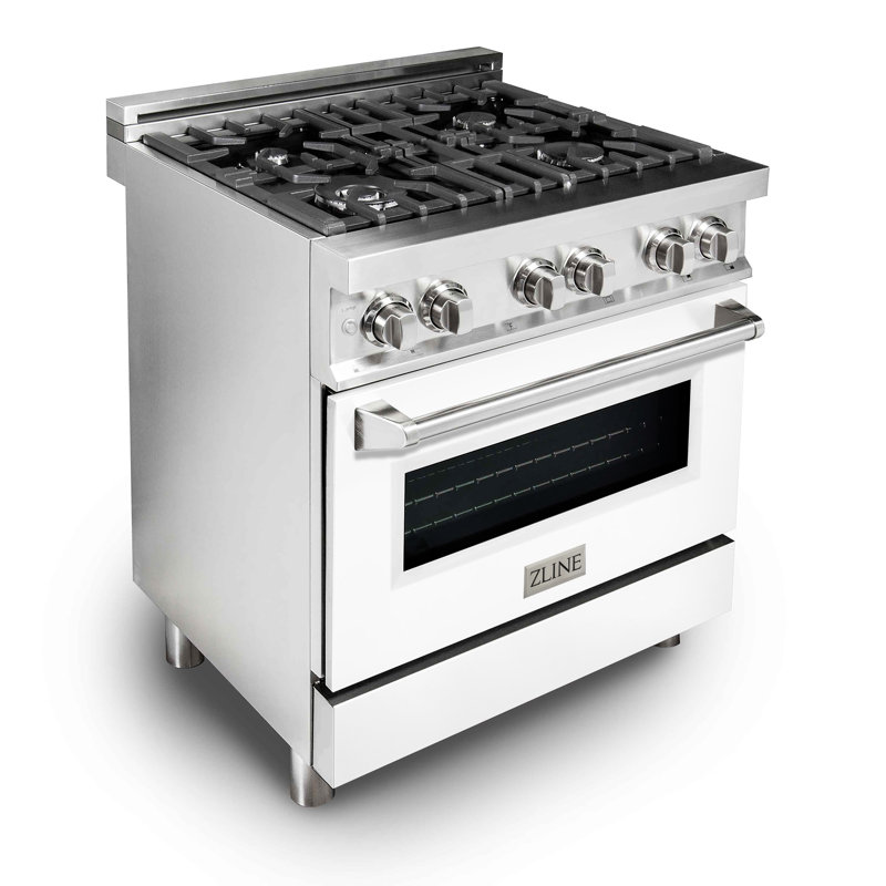 ZLINE 30" Legacy Dual Fuel Range, White Matte Stainless Steel