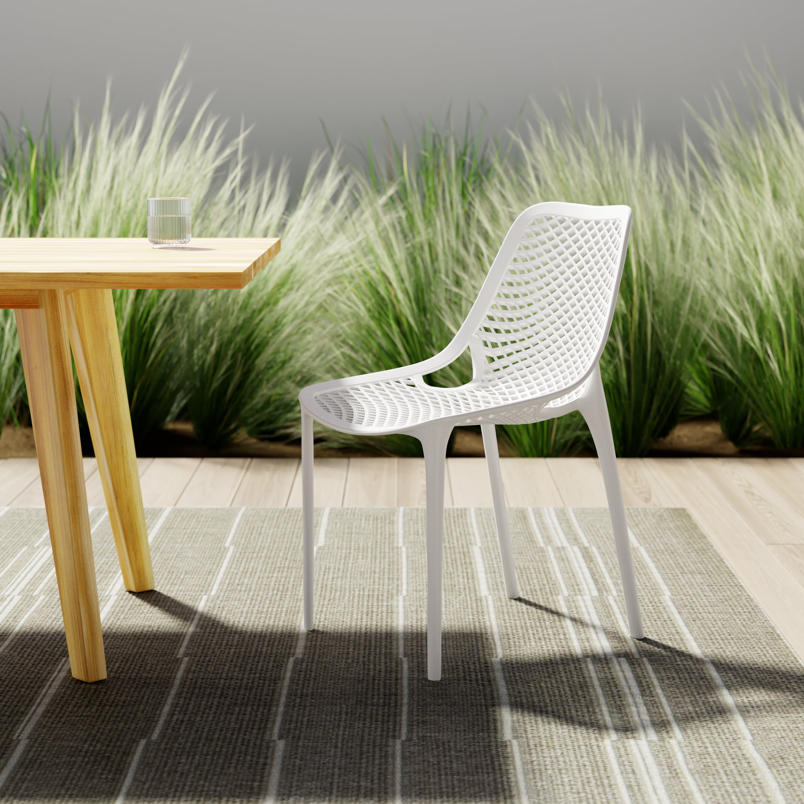 Farrah Stackable Patio Side Chair, White