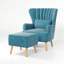 Kiro Upholstered Wingback Chair with Footstool-38292153