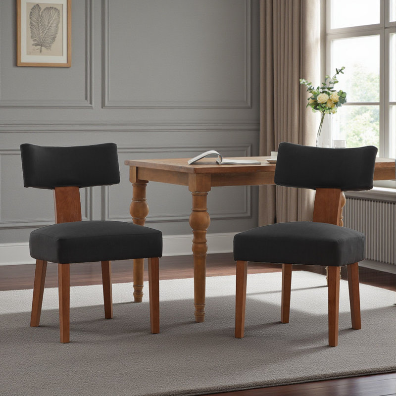 Chaise d'appoint rembourrée en bois massif, Noir