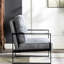 Chaise moderne en microfibre tachetée de style Mid-Century avec carré ouvert et structure, idéale pour la décoration de bureau à domicile Fauteuil gris en microfibre à coussin épais, structure en métal-430009406