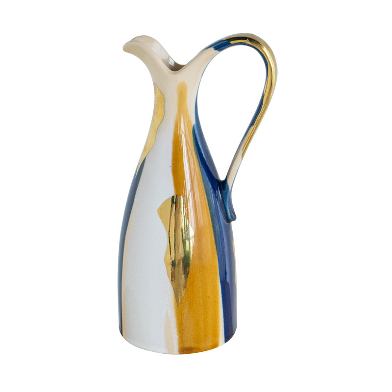 Vase abstrait en céramique multicolore, 5,7 x 4,9 x 12,4 pouces