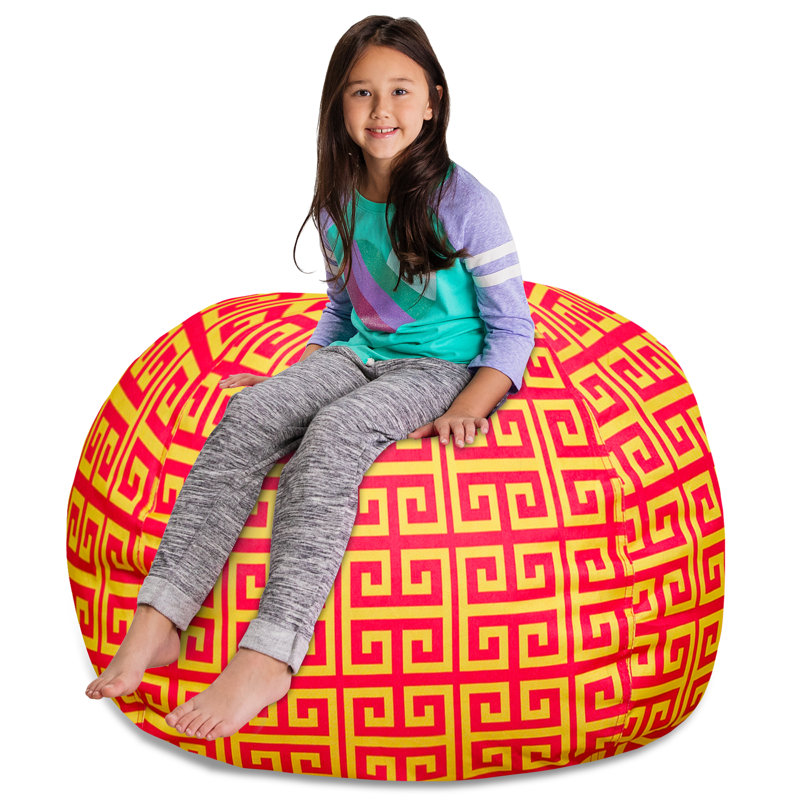 Housse pour fauteuil à billes Kids, Très grand - 48 po, Motif de volutes rouge et jaune