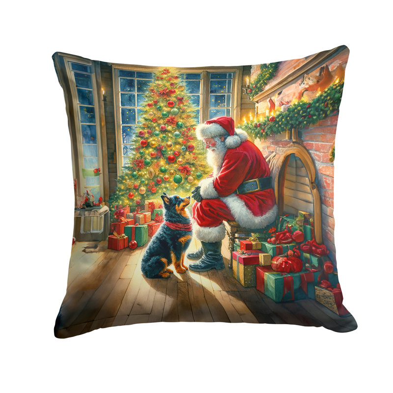 Coussin Lancashire Heeler and Santa Claus, H 14 po x l 14 po