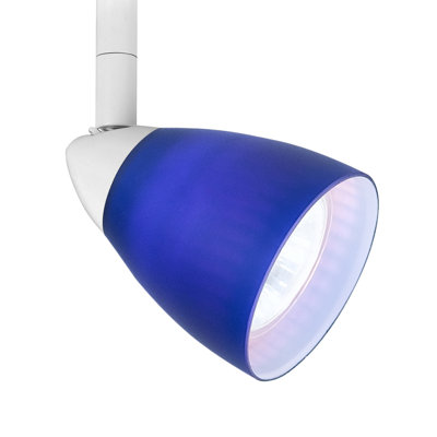 Luminaire sur rail Cal Lighting blanc 3,5 po H GU10 50 W avec abat-jour rond en verre soufflé à la main