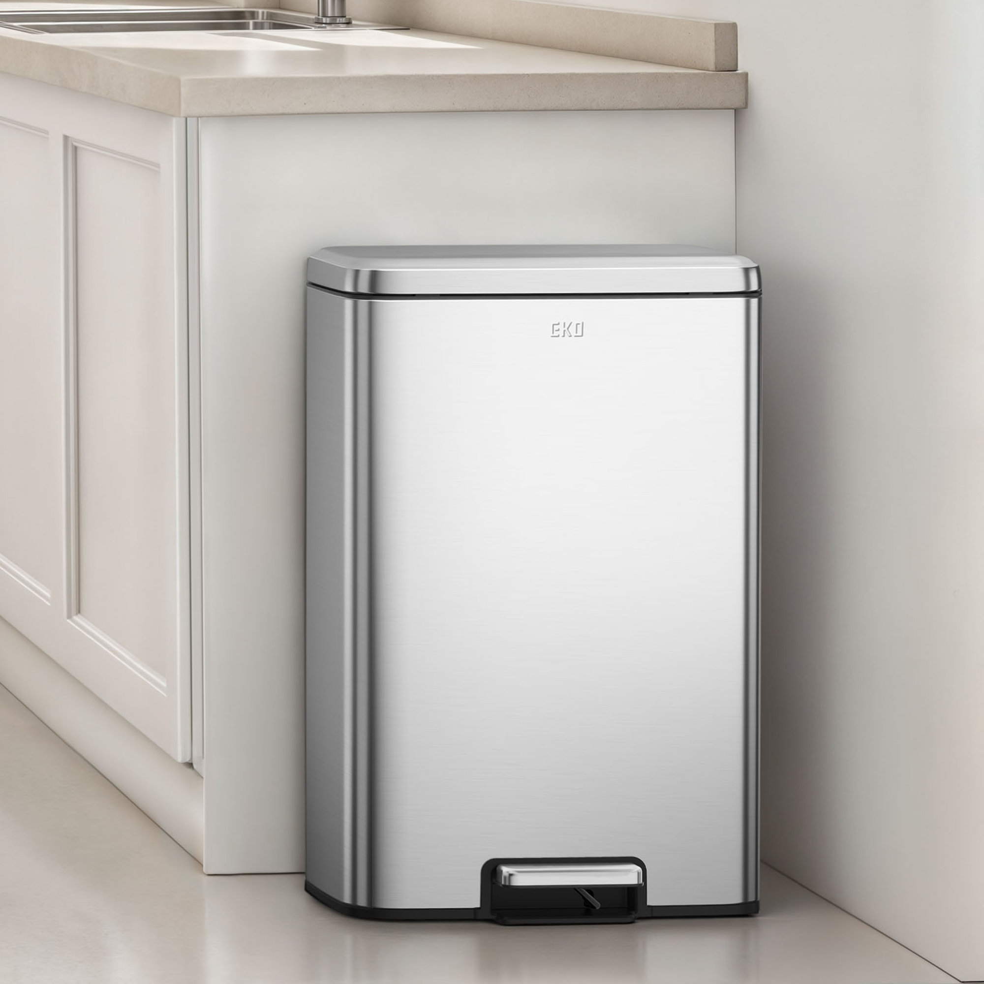 EKO Maxwell Step On Foot Pedal Trash Can, 13.2 Gallon/50L Stainless ...