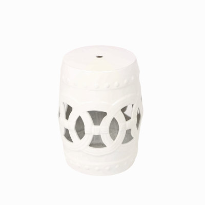 10.5" X 17" Glazed Ceramic Drum Stool - Indoor/Outdoor Side Table - Accent Garden Stool by Ebern Designs