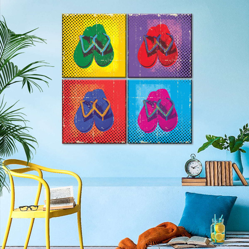 " Halftone Flip Flops " 4 - Pieces, 38" H x 38" W x 1.25" D