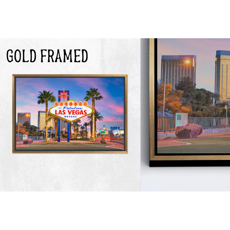 «Elegant Las Vegas View Nevada», reproduction d'art sur toile, paysage urbain, 1P or encadré, 47,3 po H x 102,4 po l