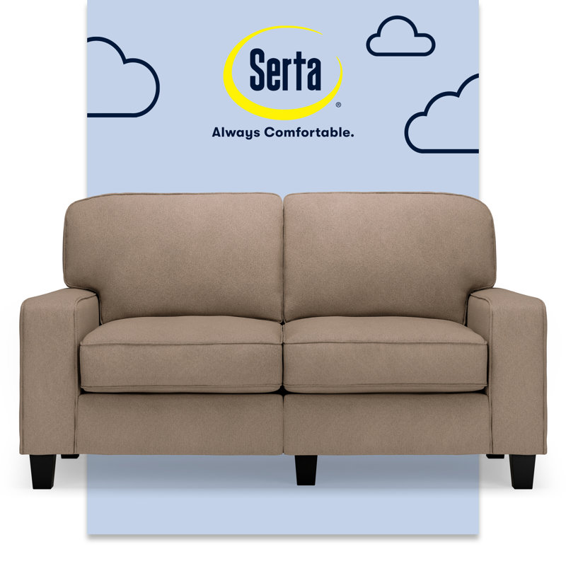 Serta Palisades 61" Straight Arm Sofa with Easy Care Fabric, Plush Pillow Back and Pocket Coil Seat Cushions