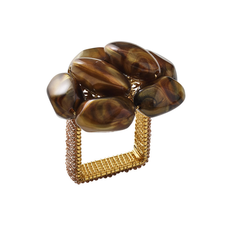 Bonton Napkin Ring, Brown/Gold