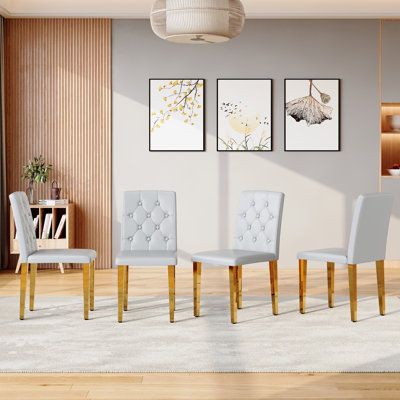 Chaises de salle à manger confortables gris clair, cuir synthétique, style moderne, pour la maison et les événements