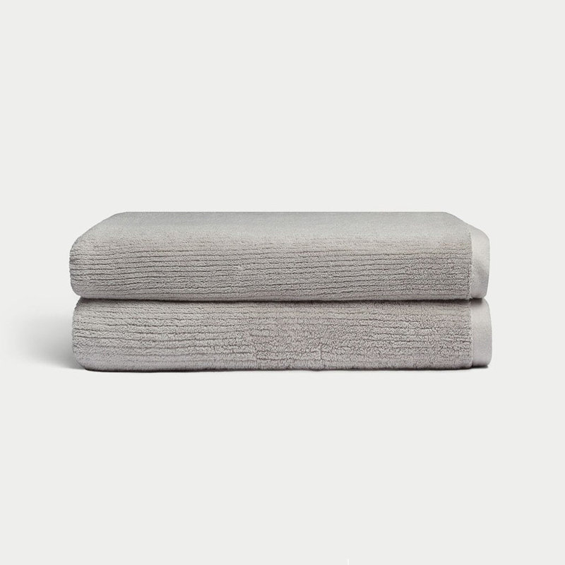 Ribbed Terry Bath Sheets, Gray