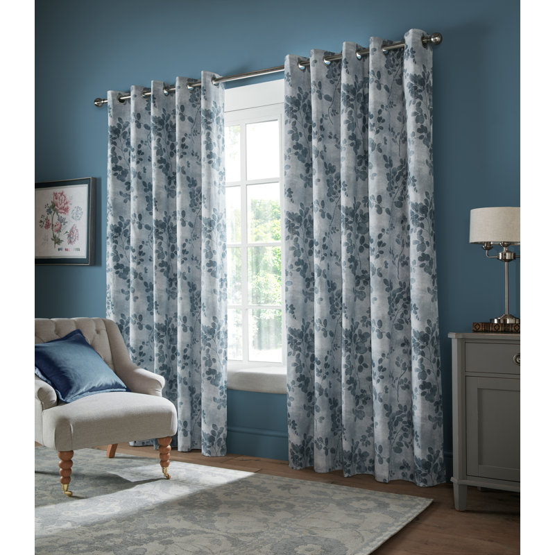 Laura Ashley 100% Cotton Curtain Panel Pair, 64X54