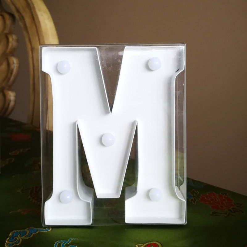 Enseigne à del de décoration de lettre cadeau m, Blanc