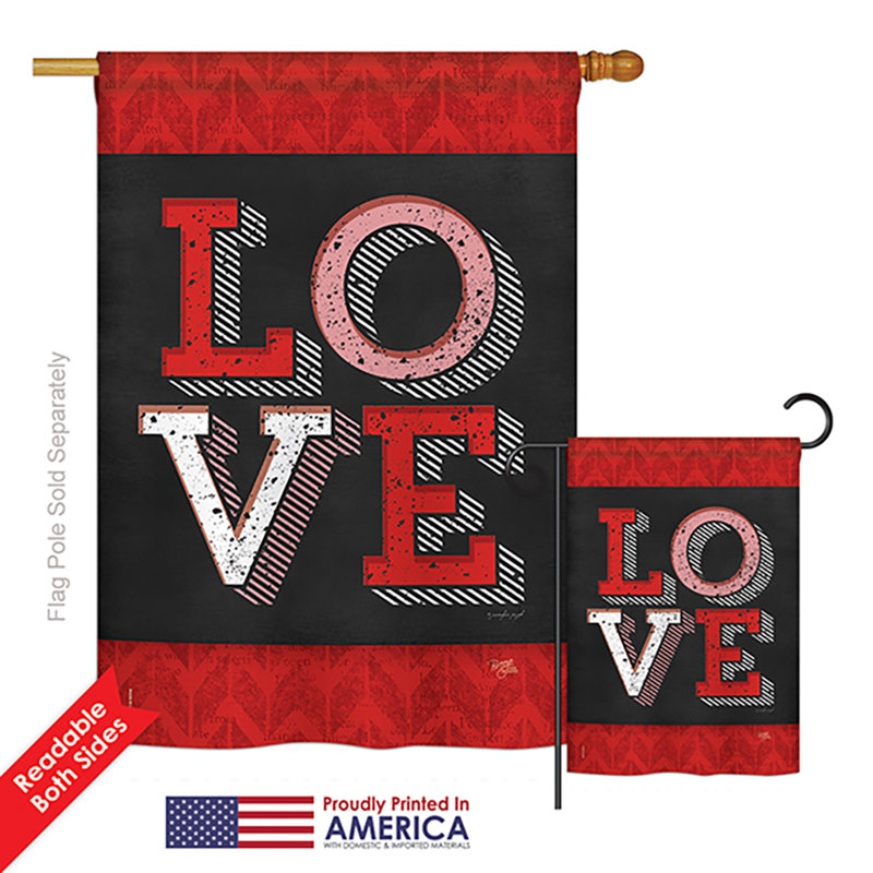 Ensemble de 2 drapeaux en polyester vertical 2 côtés love springs love