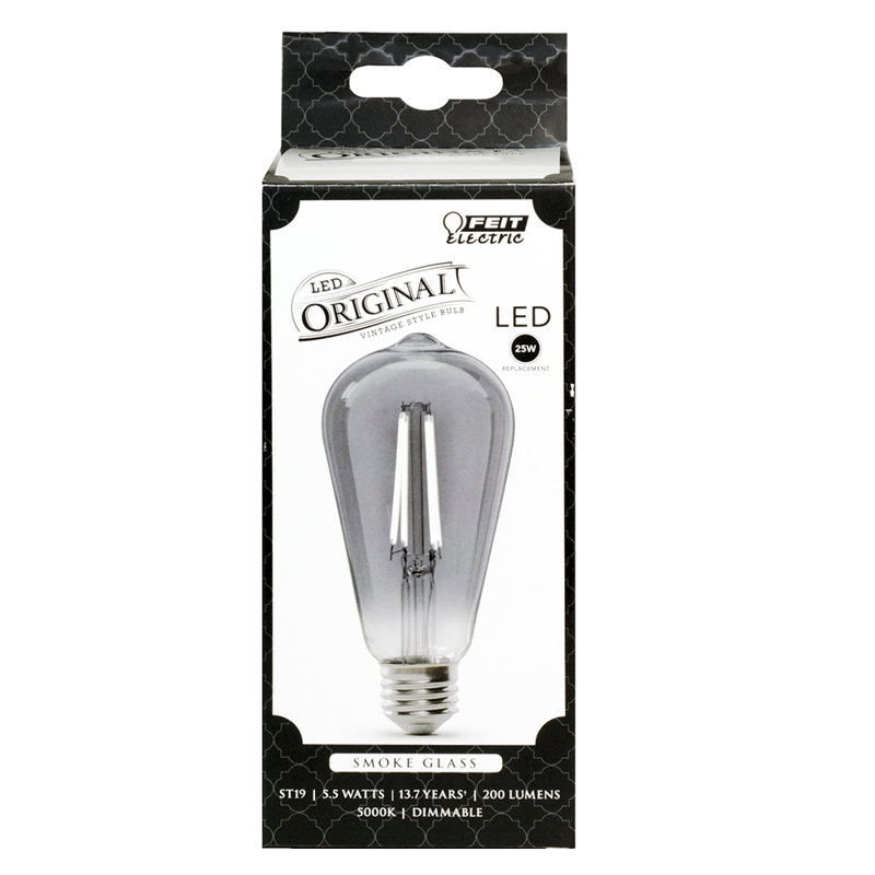 25 Watt Equivalent, ST19 LED, Dimmable Light Bulb, Daylight (5000K) E26/Medium (Standard) Base