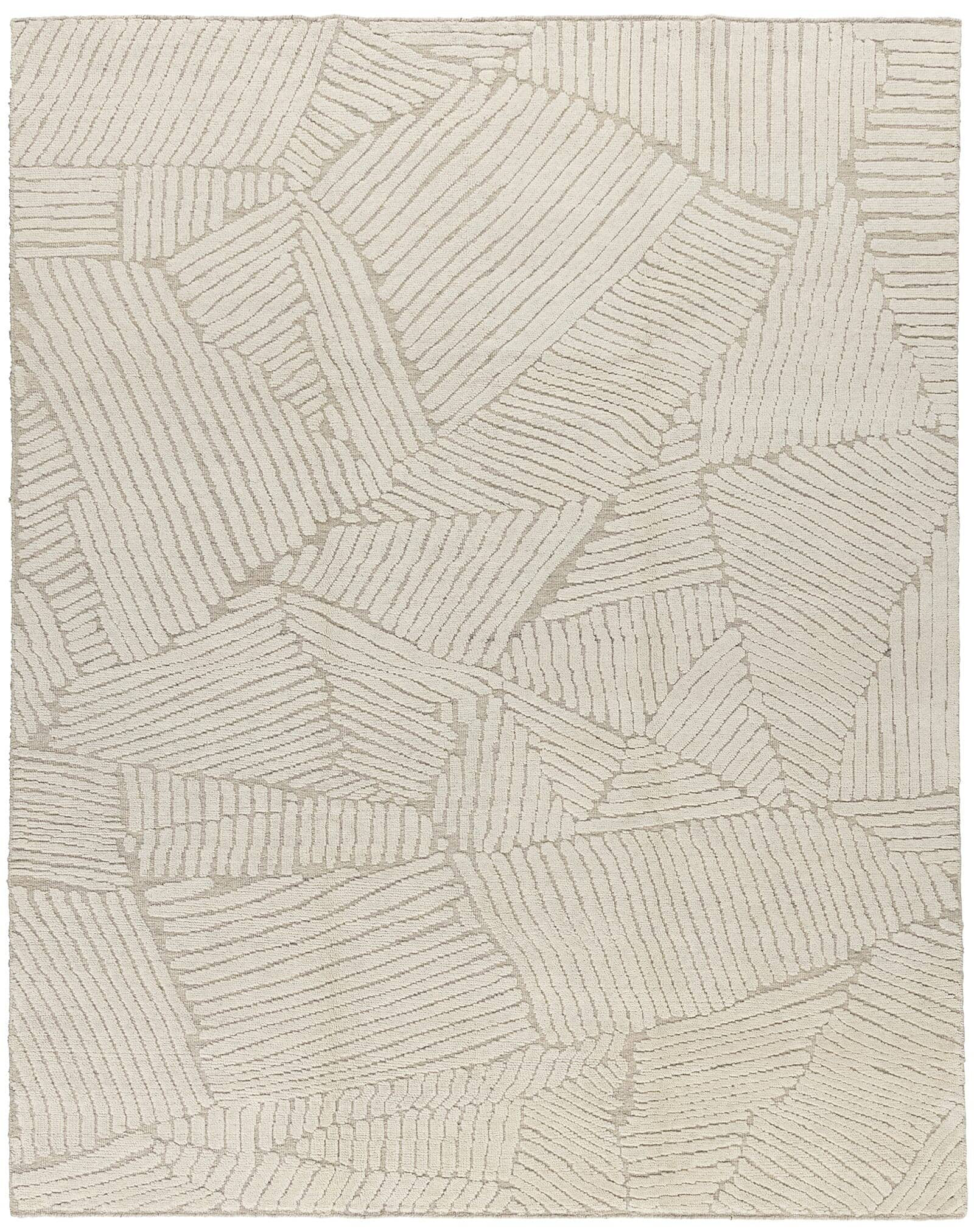 Tufenkian Ravine Abstract Hand Knotted Wool Area Rug in Beige/White ...