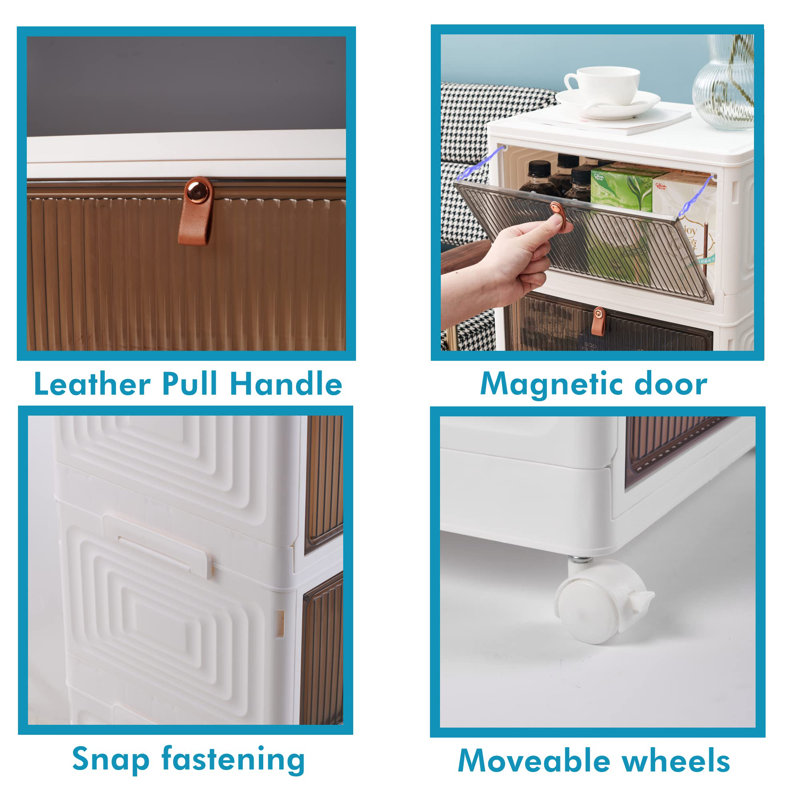 Nanika 3 Drawer Stackable Drawer with Locking Wheels