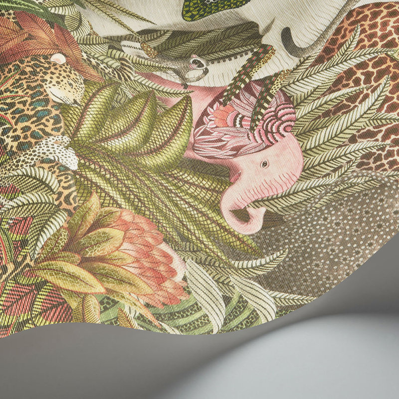 Letaba March Grasscloth - Spring Green And Ginger On Cream