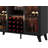 Wine Bar Cabinet With Led Lights, Wine Racks And Glass Holder
