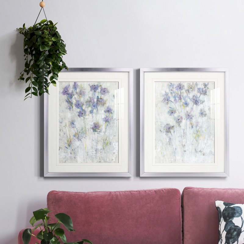 Lavande, Fresque florale I, reproduction encadrée de qualité supérieure - prête à être accrochée