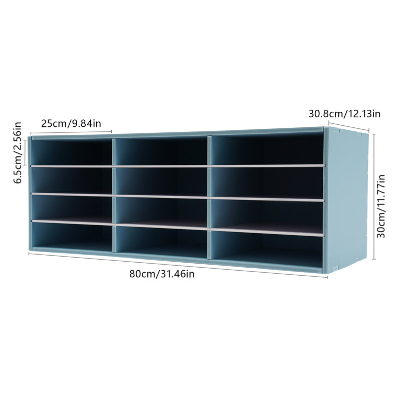 12 classeurs 4 rangées 3 colonnes, Bleu