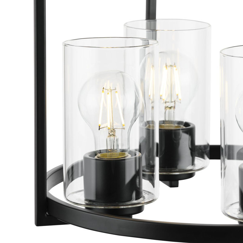 Luminaire suspendu géométrique à 4 lumières, Noir mat