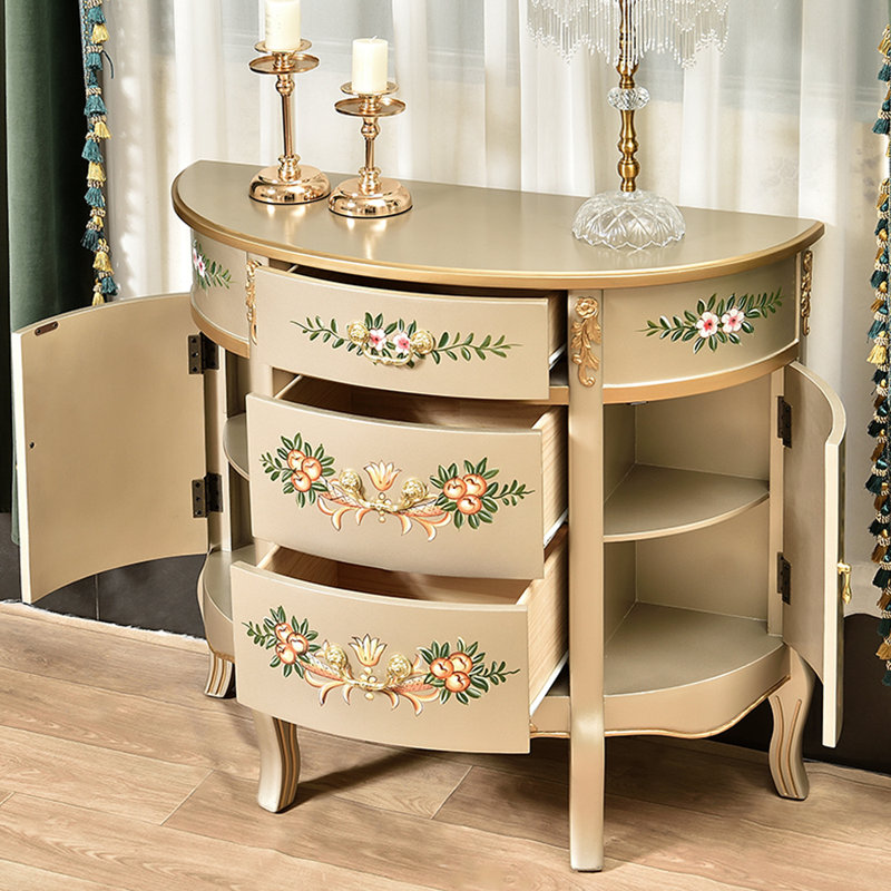 Armoire latérale américaine peinte en demi-cercle, H 34,65 po x l 47,24 po x P 14,96 po