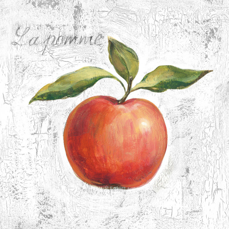 La Pomme sur fond blanc, H 12 po x l 12 po x P 1,25 po